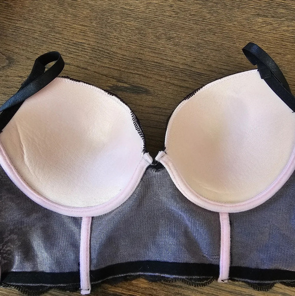 Hers by Herman Pink and Black Lace Corset Bralette Size Women's 36B - Picture 10 of 12